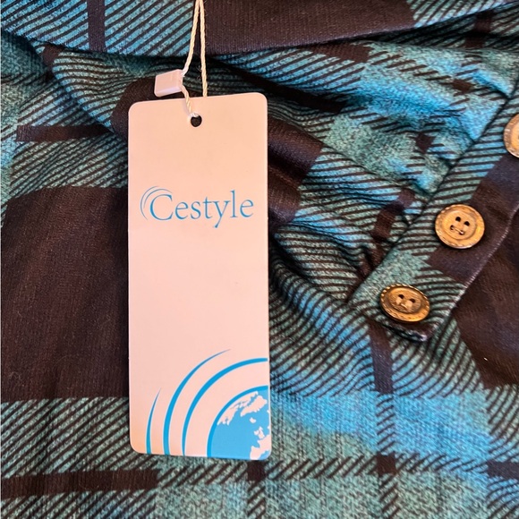 NEW Medium Cestyle Women's Long Sleeve Cowl Neck Asymmetrical Tunic Top Black Bl - Picture 3 of 12